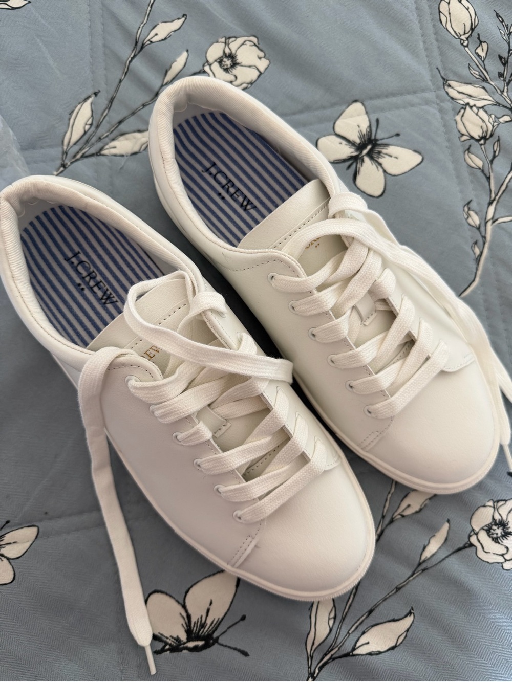 J. Crew White Leather Low-Top Lace-Up Sneakers